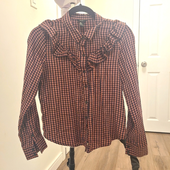 Forever 21 plaid shirt pink & blue. - Picture 1 of 4